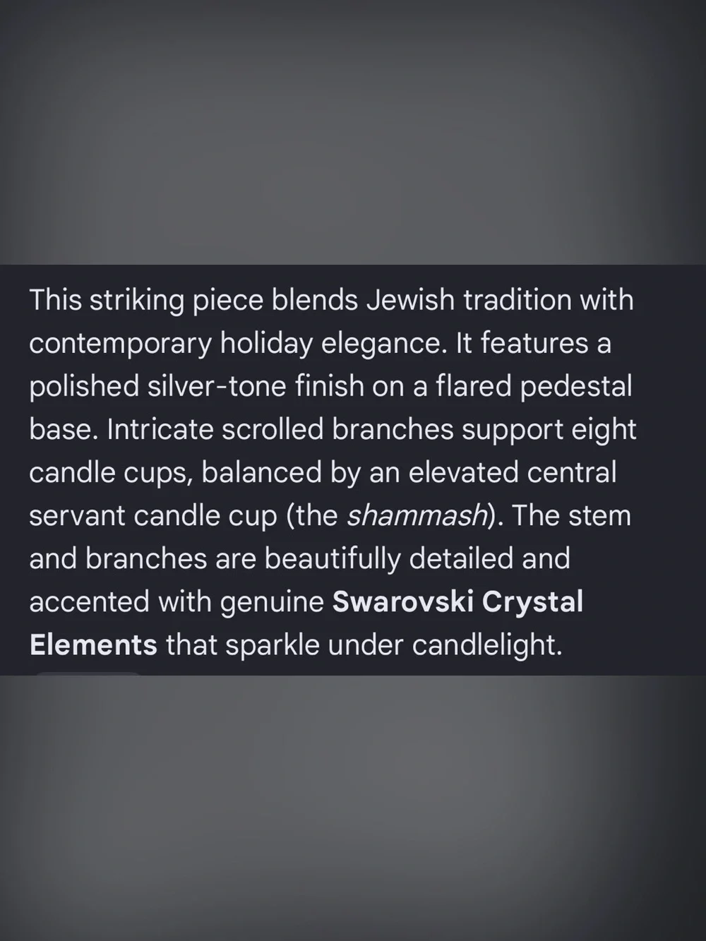 Hanukkah Menorah - with Swarovski crystals.